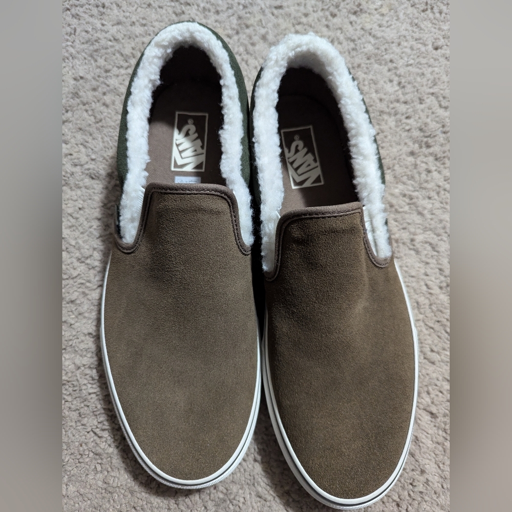 Vans Brown Loafers with Plush Lining and Rubber Sole